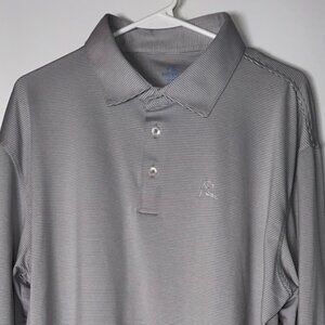 ⚪ Rhoback Long Sleeve Polo – XXL – Gray Stripe Perfection 👔🐾